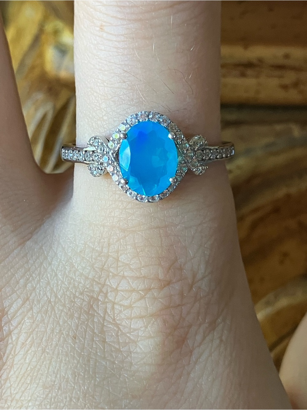 Blue Ethiopian Opal Ring Size 10.75